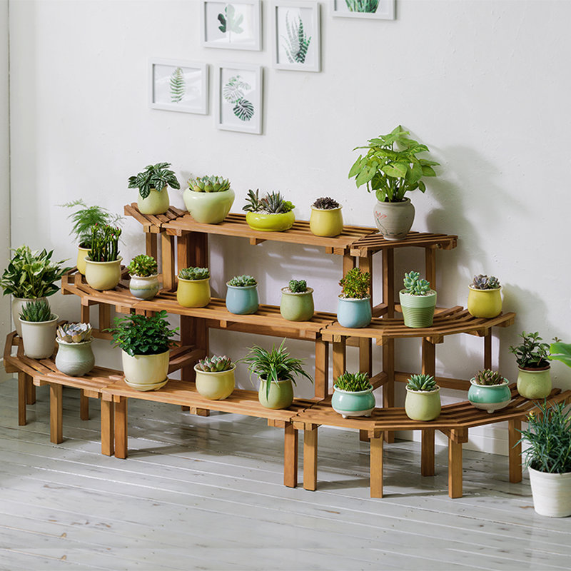 Arlmont & Co. 4Layer Solid Wood Flower Rack Wayfair